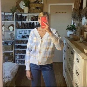 Lu by Lolita plaid button up cardigan sweater